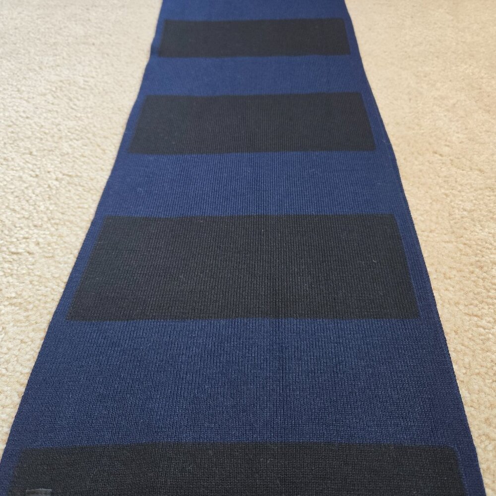 Banana Republic Extra Fine Merino Wool Knit Scarf Stripe Colorblock Blue Black